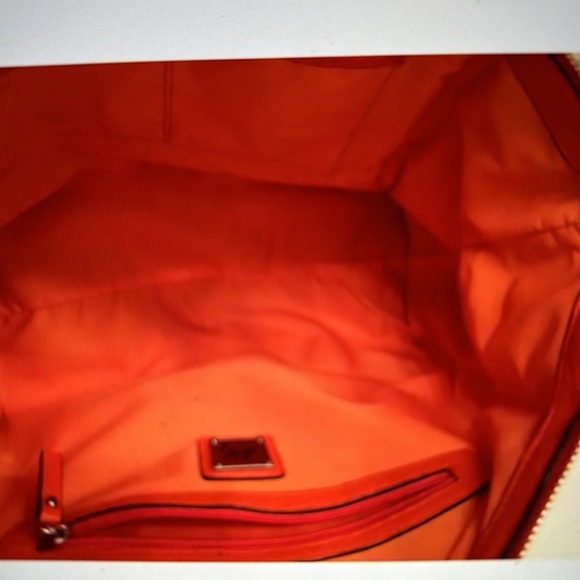 Milly Orange Leather Satchel with Detachable Khaki Shoulder Strap - Picture 8 of 8